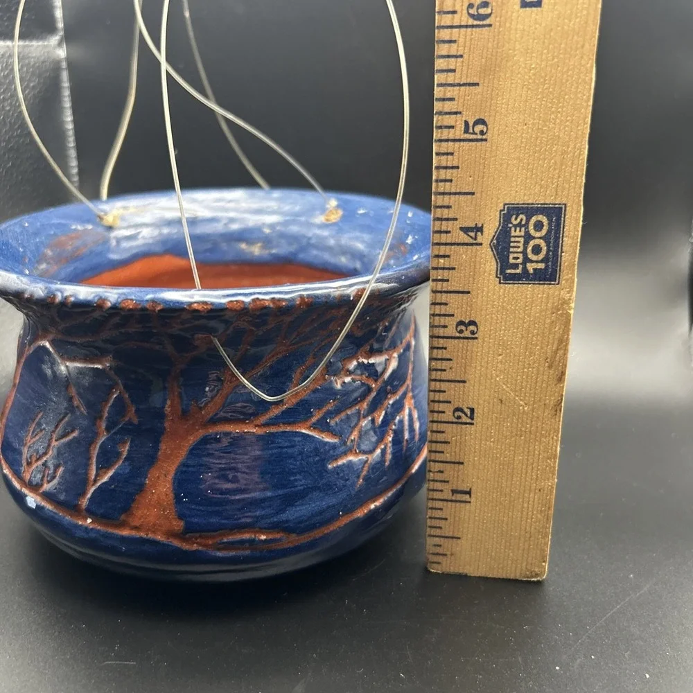 VTG Handmade Hanging Pottery Pot Planter 3 1/2